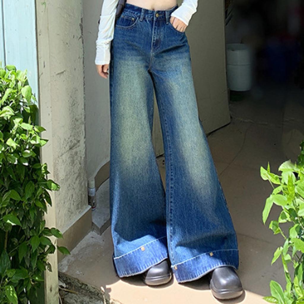 Women's Trousers Large Size Stretch Jeans Loose Semi-Elastic Pants