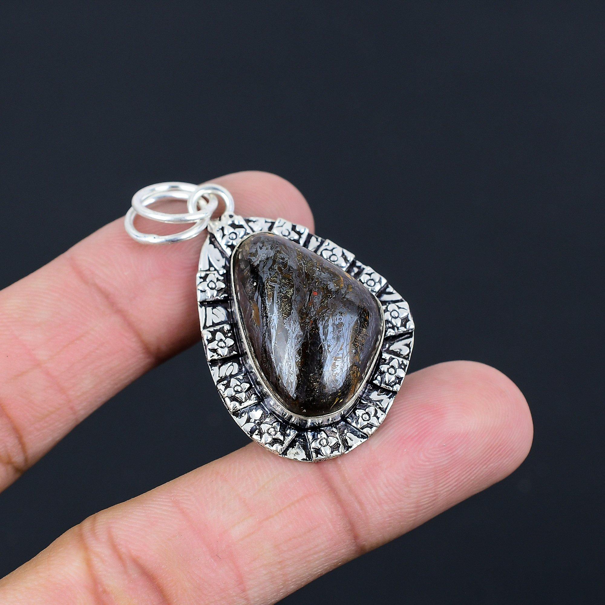 

Iron Tiger Eye Stone 925 Sterling Silver Wife Birthday Engagement Trendy Pendant