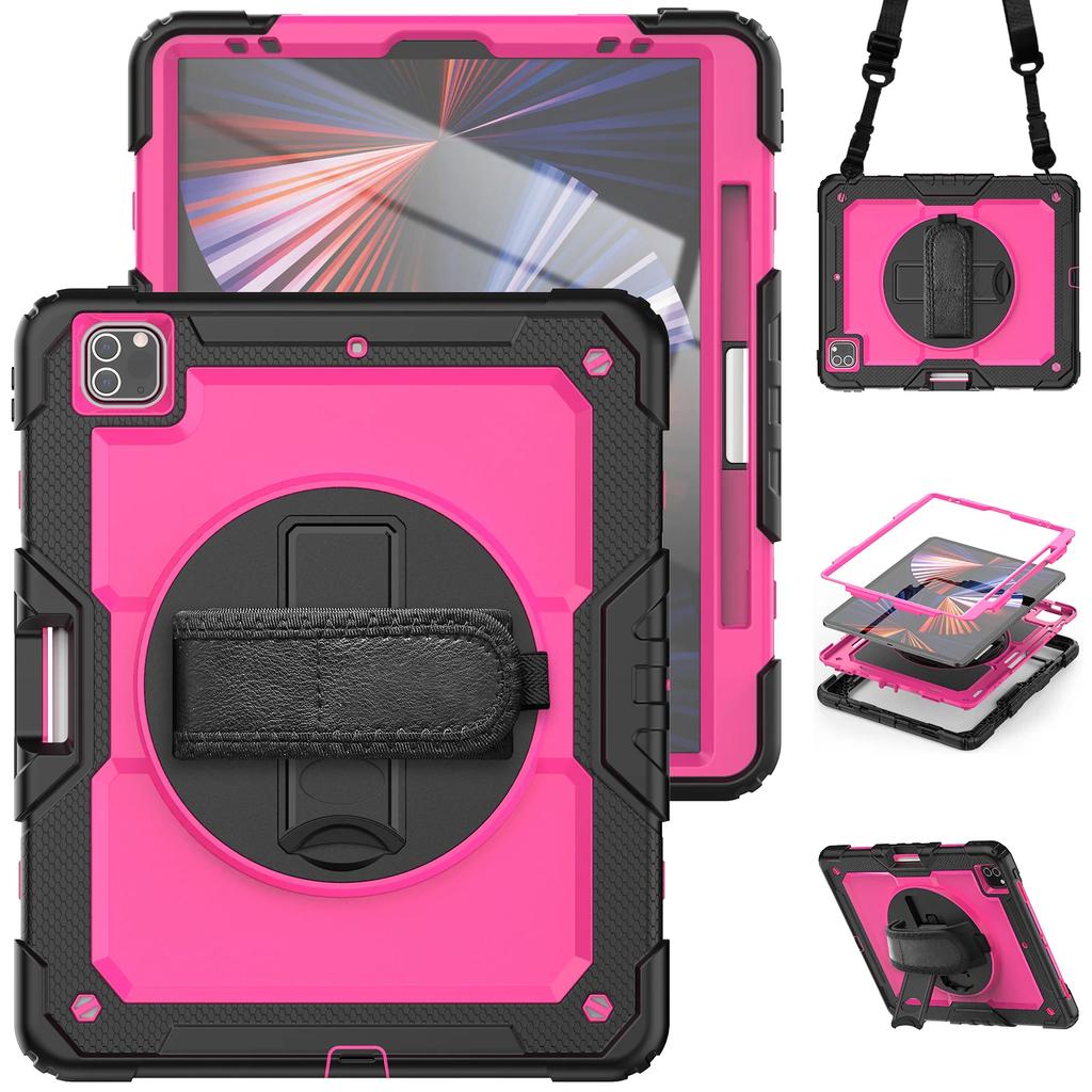 For iPad Pro 11 12.9 13 Inch Case Shockproof Stand Tablet Cover iPad Air 11 4 5 10.9 10th 11th Generation Cases+PET Screen+Strap