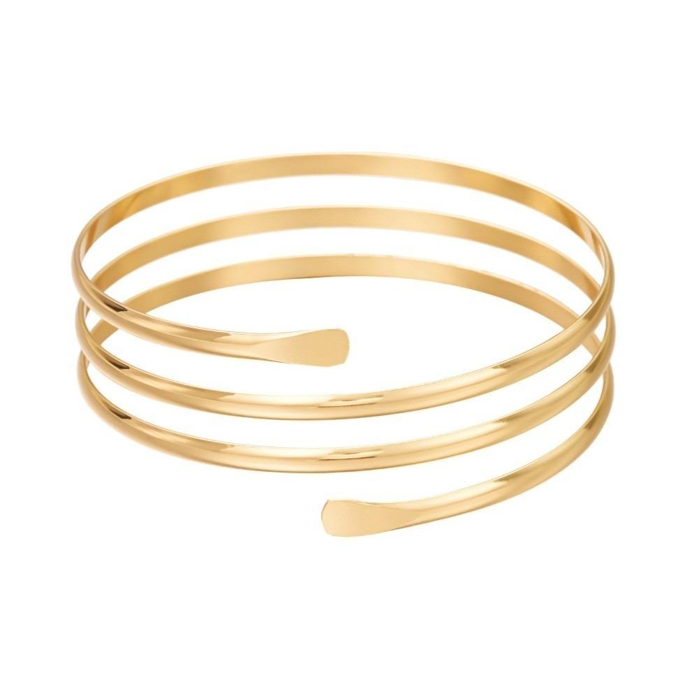 Gold Adjustable Snake Armband Metal Hyperbolic Cuff Bangle Minimalist Open Arm Bangles  Women