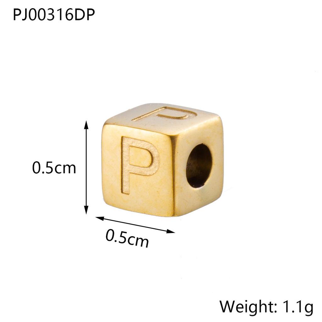 CARLIDANA Stainless Steel Square Charms A-Z Letter Loose Spacer Beads Pendant DIY Bracelet Necklace Jewelry Making Accessories