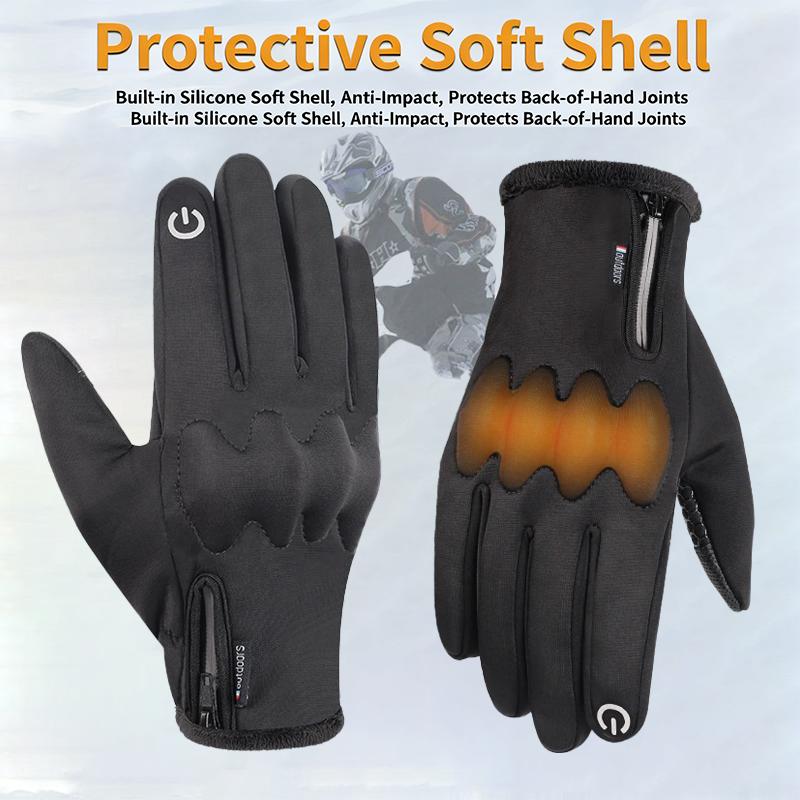 Winter Motorcycle Riding Warm Gloves for Men Touch Screen Thick Protective Waterproof Gloves Outdoor Cycling Skiing Equipment