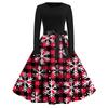 Women's Fashion Casual Round Neck Christmas Print Long Sleeve Dress