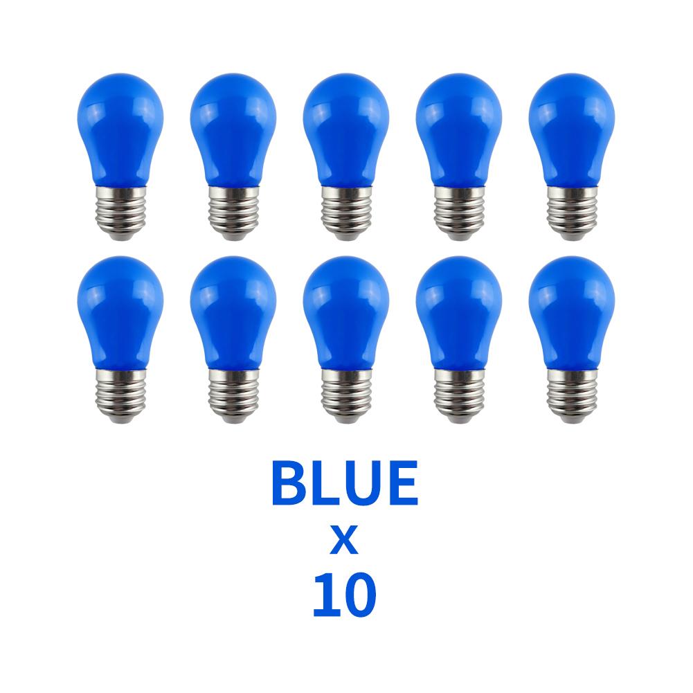 10 Adet Renkli E27 LED Ampul 220V 2W A45 Lamba Kırmızı Mavi Beyaz Sarı Pembe PC Dış Mekan Kamp Dekorasyonu Festival Renkli Ampul Lamba