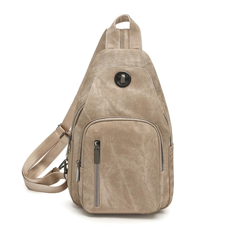 Женская мягкая кожаная нагрудная сумка многофункциональный рюкзак винтажная сумка через плечо хаки