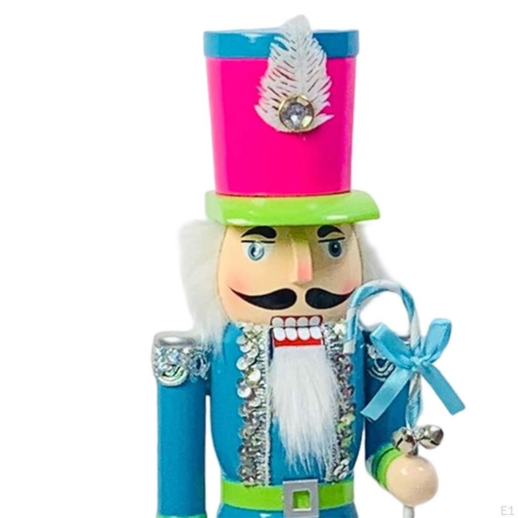 Nussknacker-Soldat aus Holz, 38 cm, kreatives dekoratives Ornament für Regale, blau