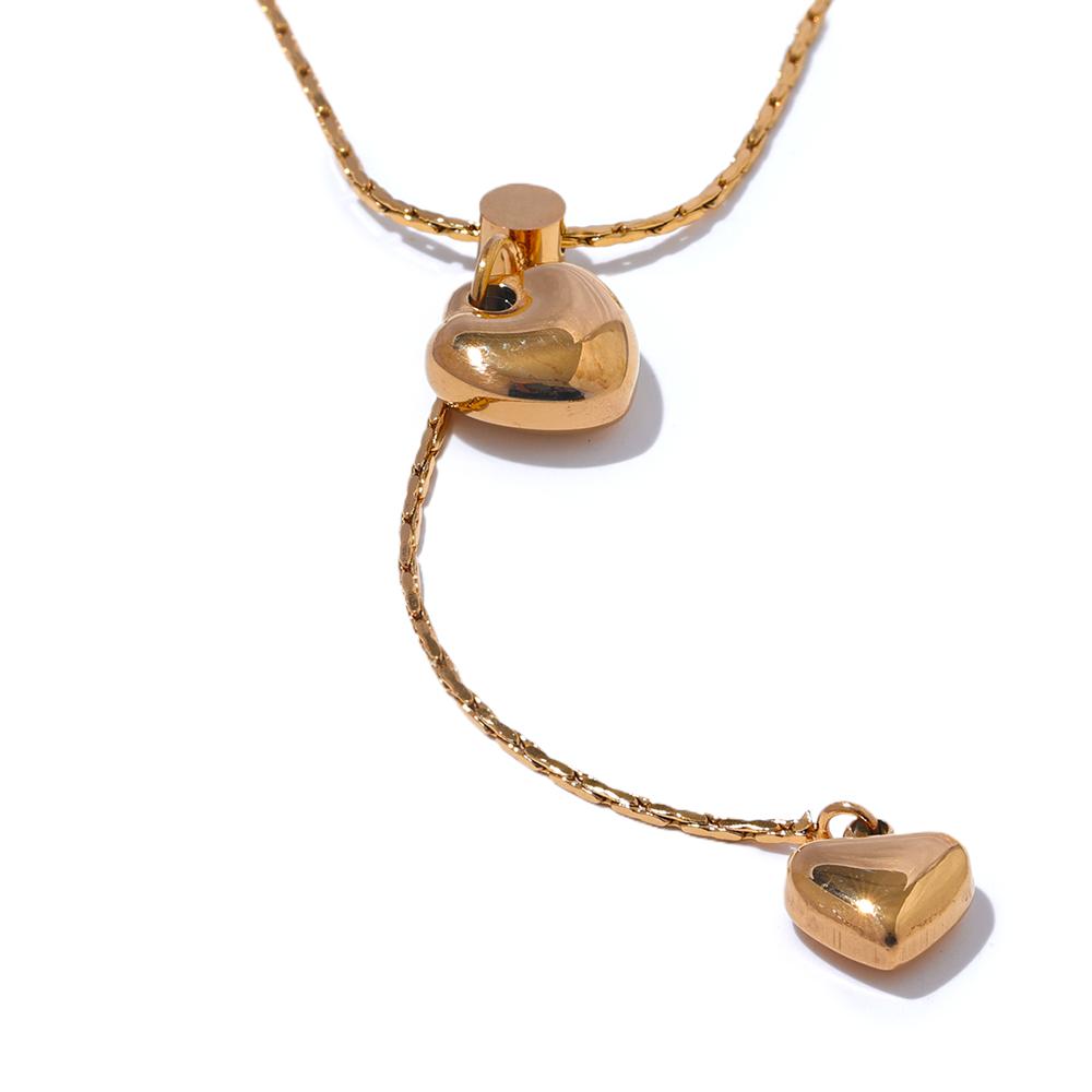 

Yhpup Trendy Stainless Steel Metal Heart Love Pendant Necklace for Women 18K Gold PVD Plated Romantic Chic Jewelry Gala Gift