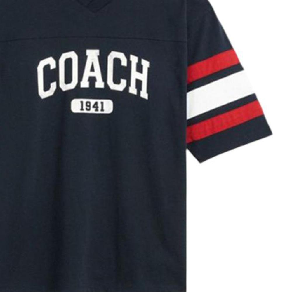 Coach Ss25 Cotton Printed V-Neck Outdoor Sports Short Sleeve T-Shirt Men T-Shirts Dark-Blue CY572-VIN
