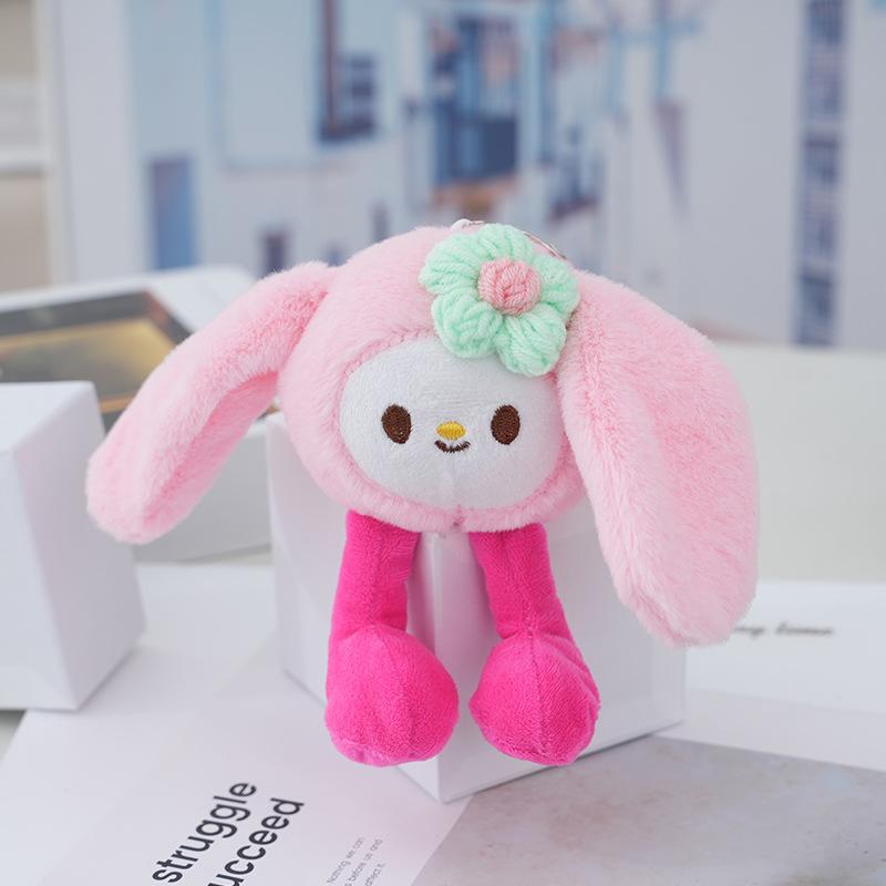 

Trendy Plush Cute Bunny Keychain Adorable Hanging Toy For Bags Keys And розовый
