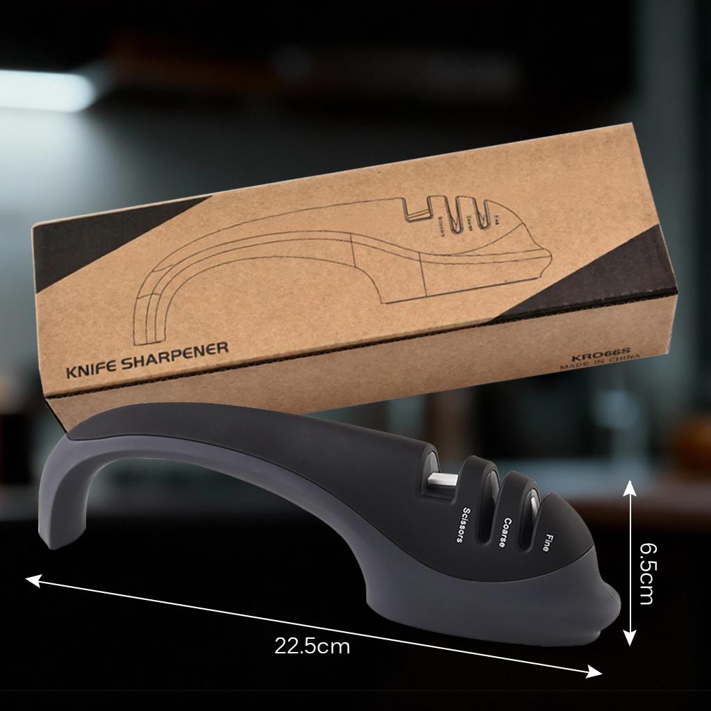 Professional Grade 3 Knives Sharpener Ceramic Knife Sharpening Stone Tools Kitchen Knife Scissor Quick Manual Sharpening Tools