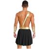Mens Love God Costume Elastic Waist Contrast Color Heart Design Asymmetrical Skirt Metallic Sash Cuffs Set