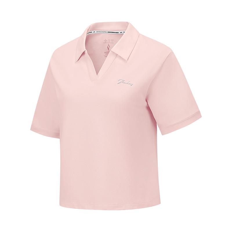Skechers Godri Ss25 Knitted Comfortable Breathable Short Sleeve Polo Shirt Women tops Cloud-Pink P225W211-053G S