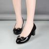 Woodpecker Women's Genuine Leather Mid-Heel Slip-On Shoes 2025 - Chunky Heel for Spring and Autumn