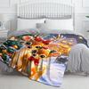 Cozy Christmas reindeer flannel blanket suitable for sofa, bed, office, travel, camping, nap blanket, holiday gift decoration