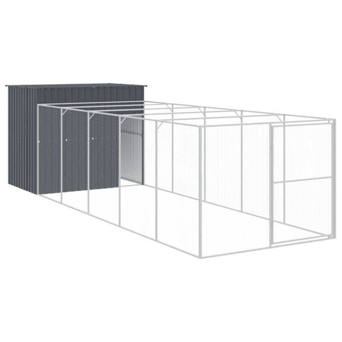VidaXL Niche pour chien avec cour anthracite 214x661x181 cm, cage pour chien, abri pour chien, maison pour animaux, cages 3189133