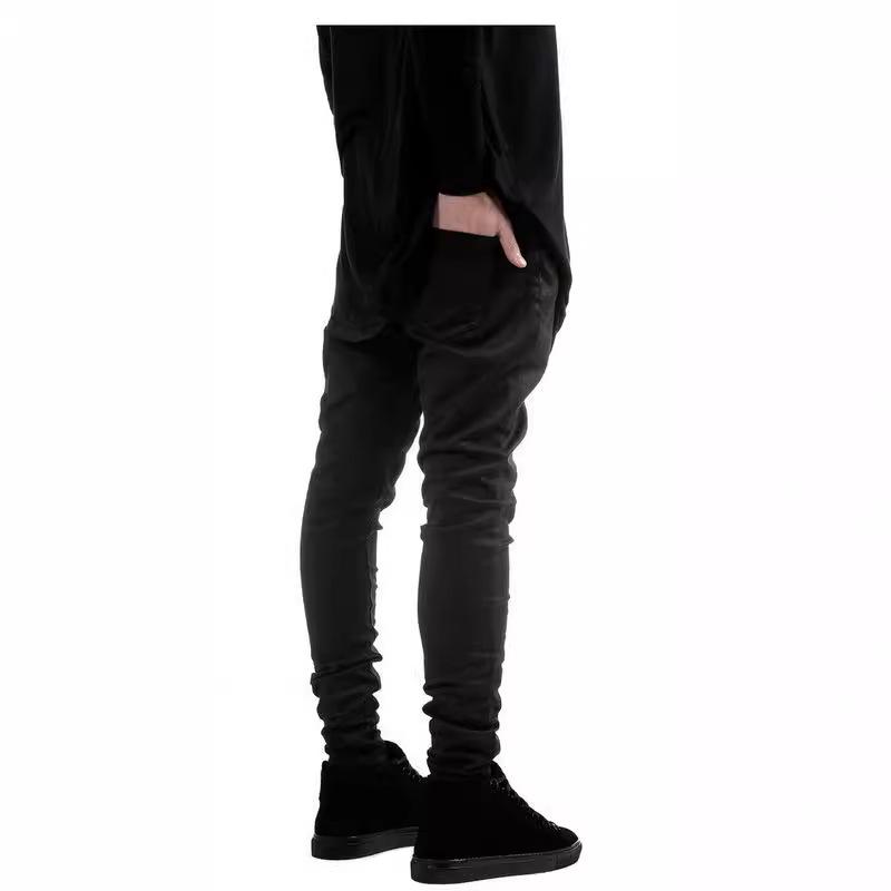 Men's 2017 Slim Fit Stretch Ripped Black Motorcycle Jeans