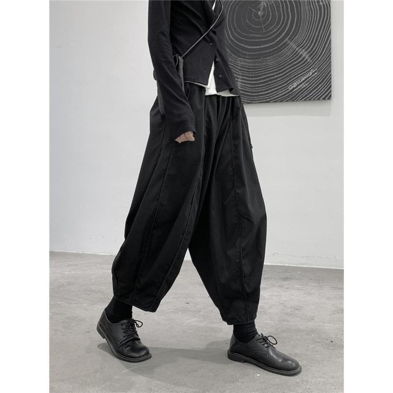 Повседневные брюки женские свободные брюки-баллоны широкие укороченные шаровары брюки-редиски весна осень повседневные One Size чёрный