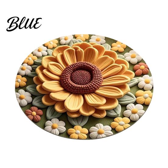 Floral Patterned Bathroom Diatomaceous Earth Absorbent Quick Sunflower Area Rug 3D Dry Plush Floor Decoration