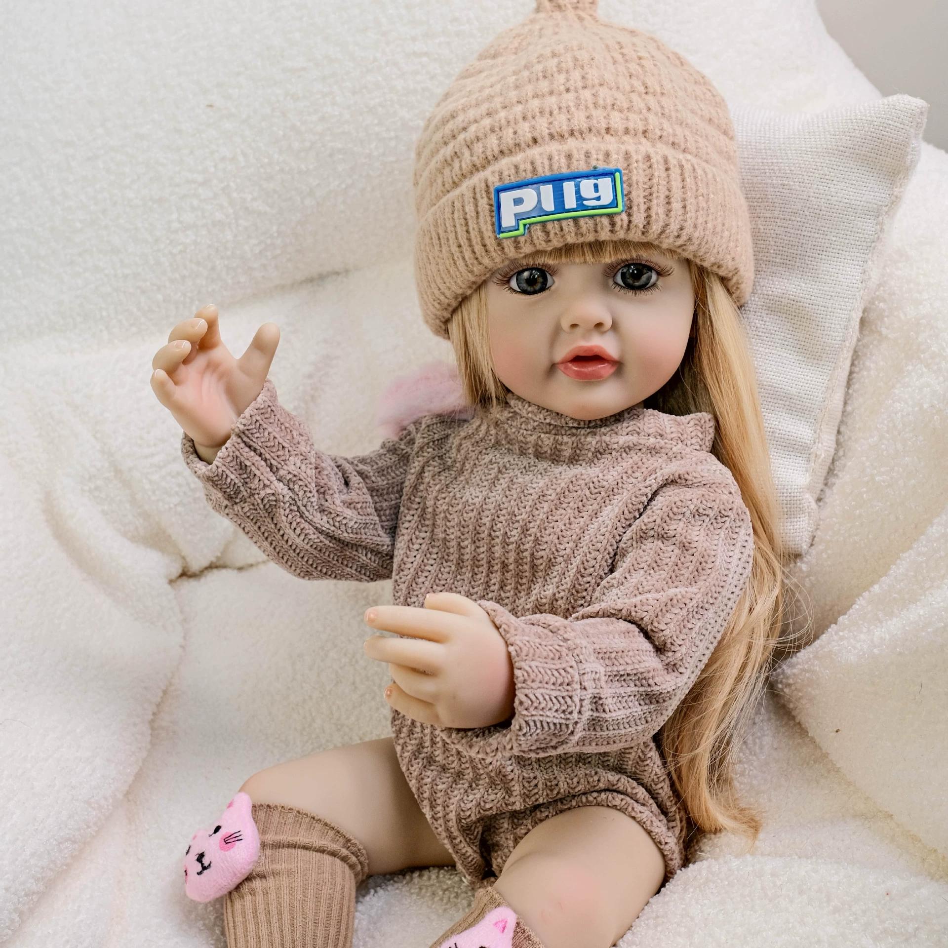 Full Silicone Vinyl Girl Body Doll Toy 55CM Finished Reborn Doll Washable Betty Princess Toddler Bebe Birthday Christmas Gift