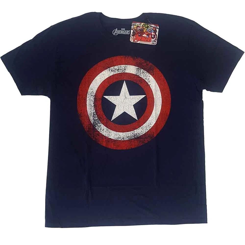 Men s Distressed Shield T-Shirt, Blue (Navy), X-Large S