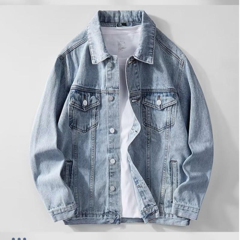 

Мужская джинсовая куртка однотонного цвета - Корейский стиль, модная, повседневная, рабочая одежда для молодежи и мальчиков XXXL синий