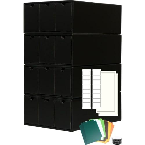 KENOU Trading Card Storage Box, Choose from 2 or 4 Tiers, TCG, PTCG, MTG, 3 Columns, Large Capacity (4 Tiers)
