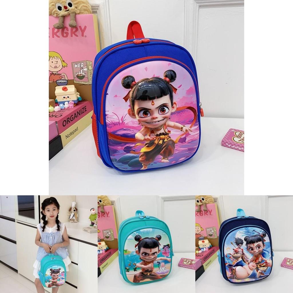 Ne Zha Pattern Kids Backpack With Breathable Nylon For Elementary School And Daily Use