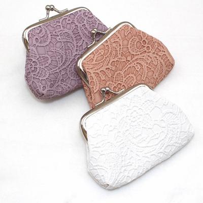 Embossed Lace Coin Purse, Kiss Lock Closure Coin Pouch, Women Small Change Purse for Cash Coins Cards