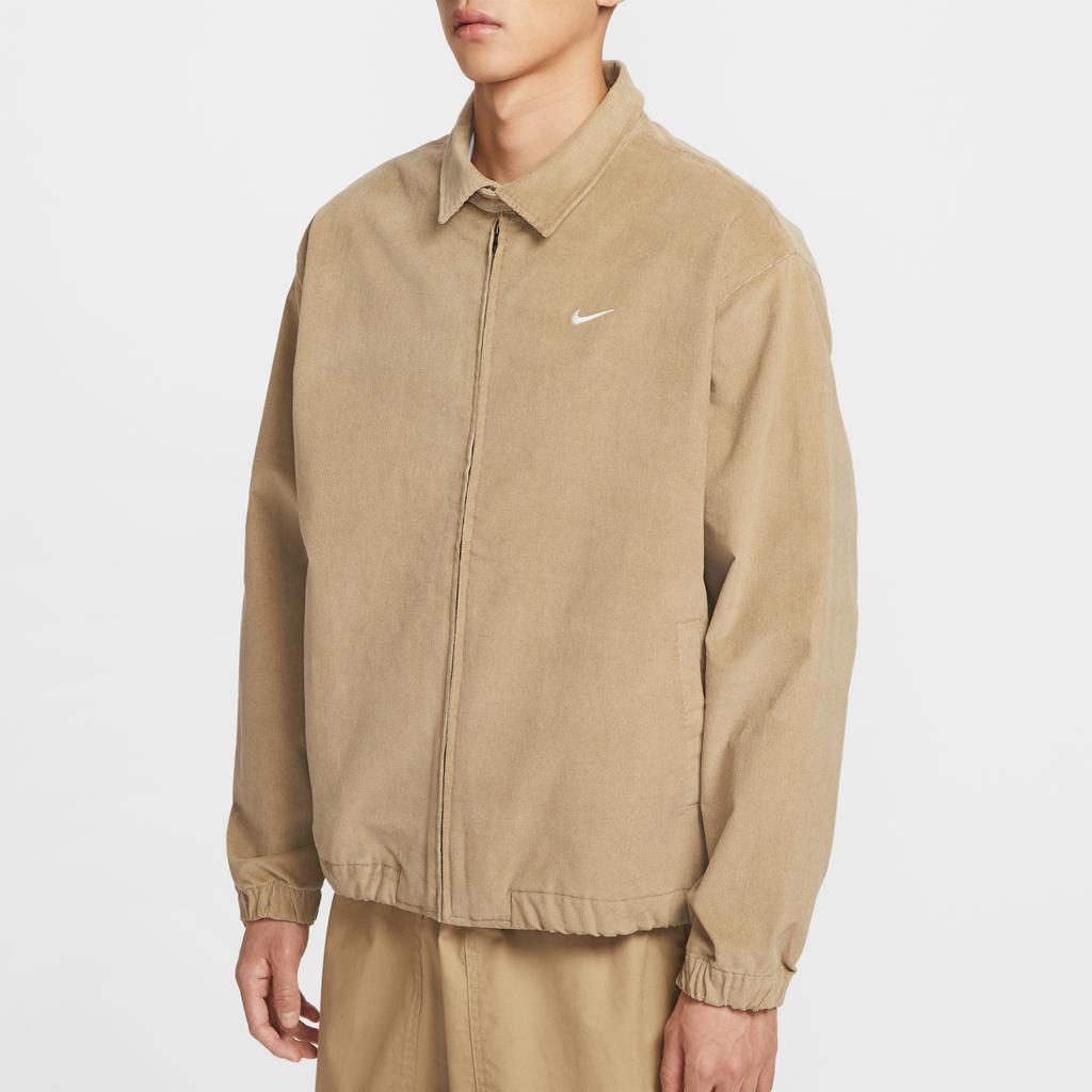 Nike Retro Embroidered Logo Corduroy Collar Zip-Up Long-Sleeve Jacket Men Outerwear Brown DX9071-247