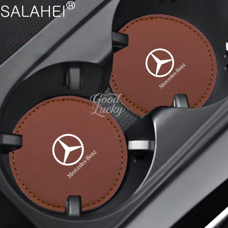 FCM5   2PCS Car Coaster Water Cup Anti-Slip Mat Phone Glasses Non Slip For Mercedes Benz AMG A C E S Class W203 W220 W206 W205 W211C260