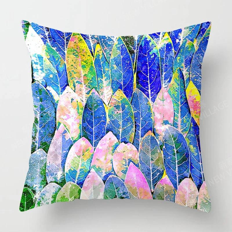 Nordic Fall Home Decor Autumn Throw Pillow Case Sofa Cushion Cover Modernplant Green Leaf
