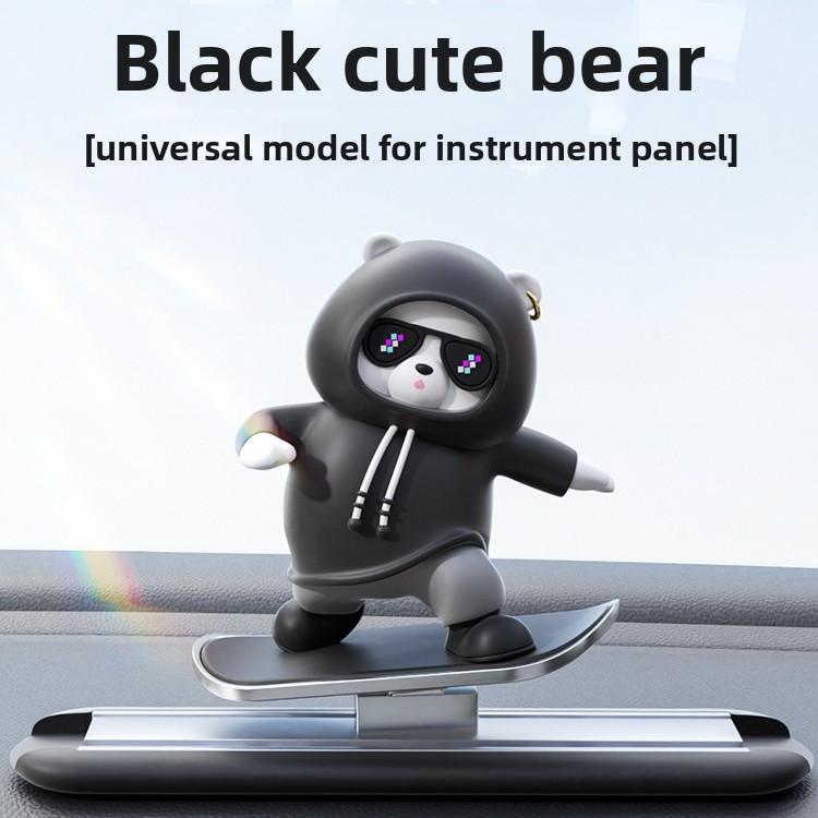 Car Skateboard Bear Sliding Car Cartoon Dynamic Bear Central Control Screen Instrument Panel Little Bear Car Decoration Ornament