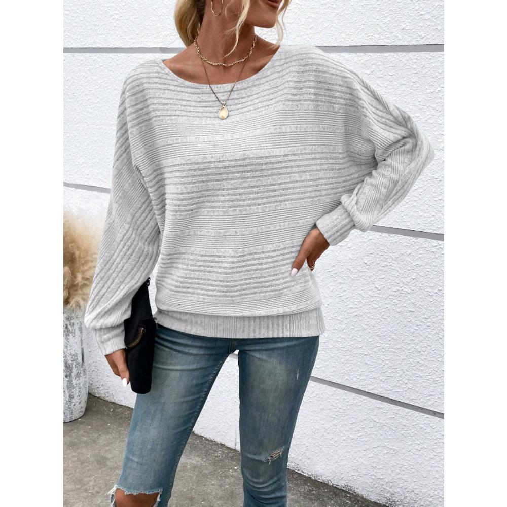 Women's Sweater Fall/Winter Casual Sweatshirt Women's Solid Color Top Long-Sleeve Crew Neck Patchwork Pullover T-Shirt