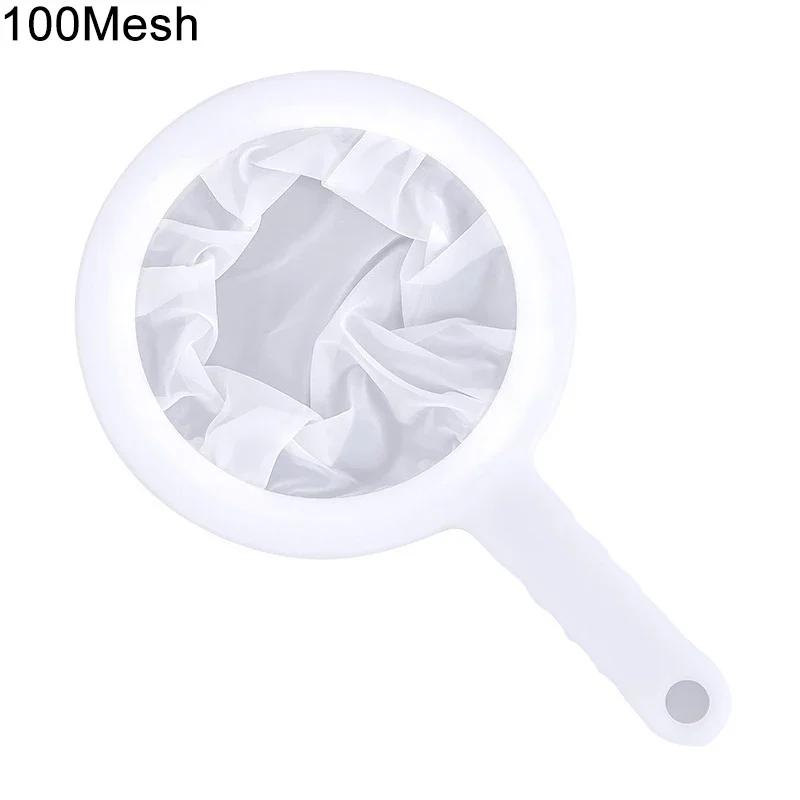 100/200/400Mesh Kitchen Ultra-Fine Nylon Mesh Strainer, Plastic Sieve Fine Mesh with Handle Kitchen Tool for Milk, Yogurt, Juice