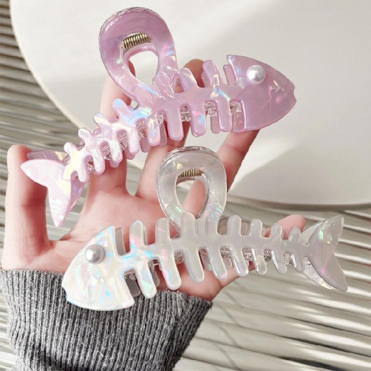 Nacreous Fish Bone Hair Clip Slip Resistant Design Lightweight Hairpin For Women Girls Soft Feel Wear