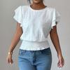 Women's Casual  Hollow-out  Sleeve Round Neck Short-sleeved T-shirt Top