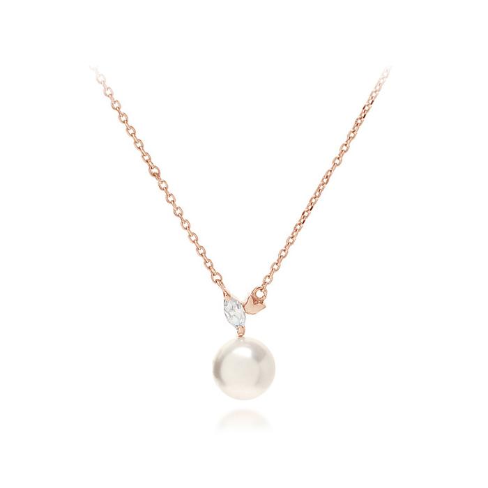 Tirrlirr New Modern Pearl Silver Pink Necklace Tnssvp08339S-New