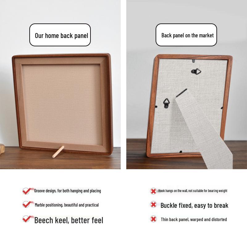 Custom Mortise and Tenon Photo Frame – Solid Black Walnut & Red Beech Wood, 67810/12 Inch, DIY Wood Frame
