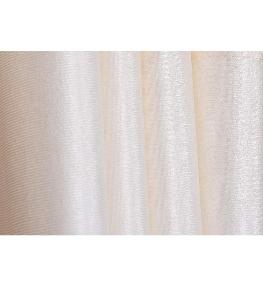 Set of 2 Royal Silky Solid Cream Window Curtains, Light Filtering, Stainless Steel Eyelets