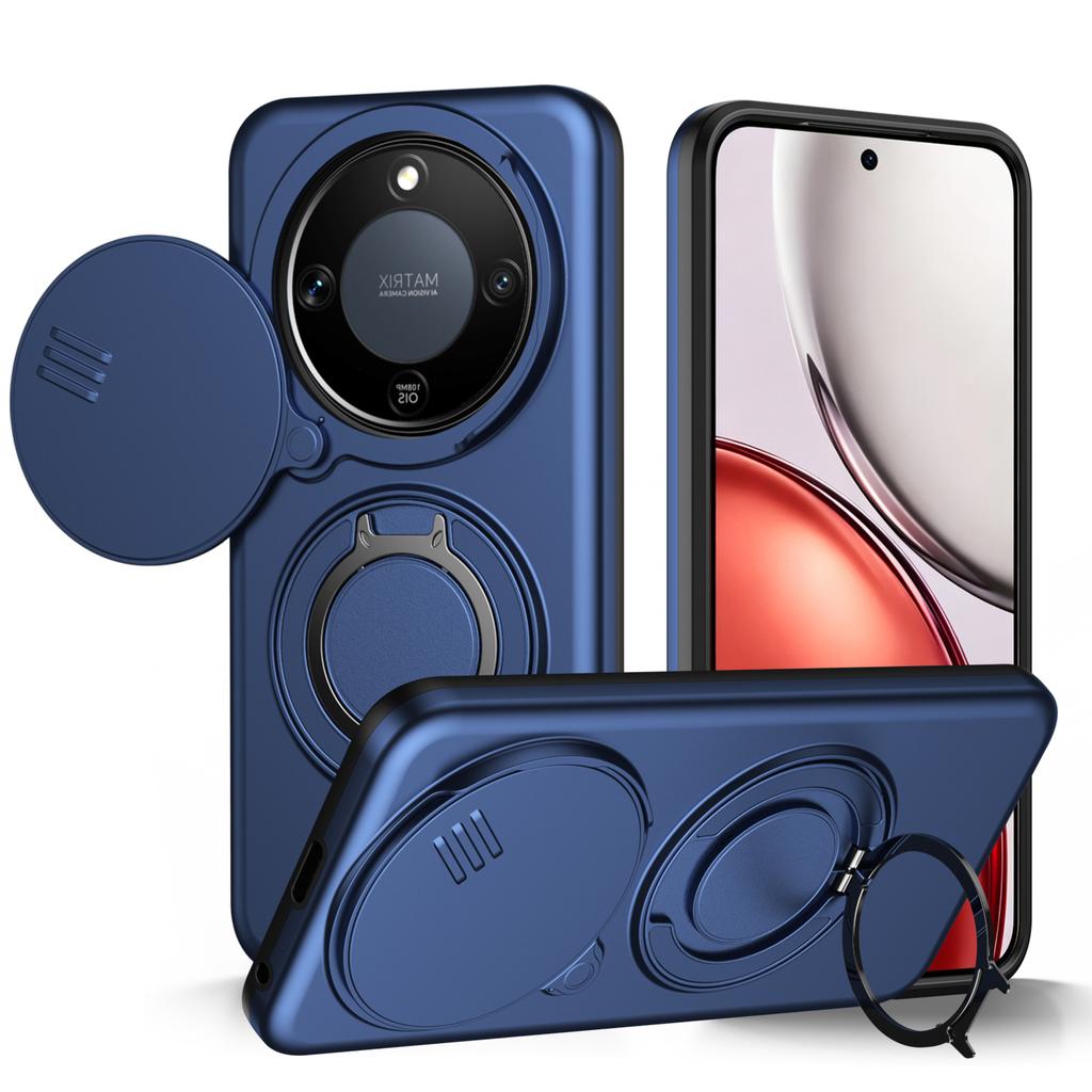 Sliding Camera Lens Protection Armor Case For Honor X9a X9b X9c X9d Magic 5 6 7 8 Lite X50 X60 Pro X70 5G Metal Ring Stand Cover