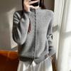 Zhenxu Women's 100% Pure Wool Half-High Collar Cardigan