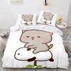Cartoon Lovely Peach Cat Bedding Set Boys Girls Twin Queen Size Duvet Cover Pillowcase Bed Kids Adult Fashion Home Textileextile