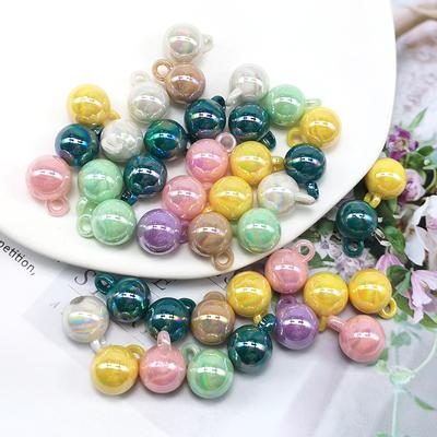 Mărgele acrilice lucrate manual, 14 mm, material, cercei, agățat cu gaură, culoare magică, DIY, brățară, colier, accesorii, ornament, 10 buc
