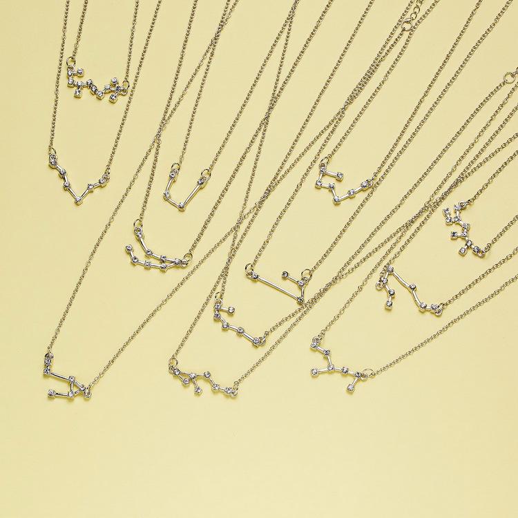 Golden Starry Sky Constellation Rhinestone Necklace: Personalized Zodiac Clavicle Chain