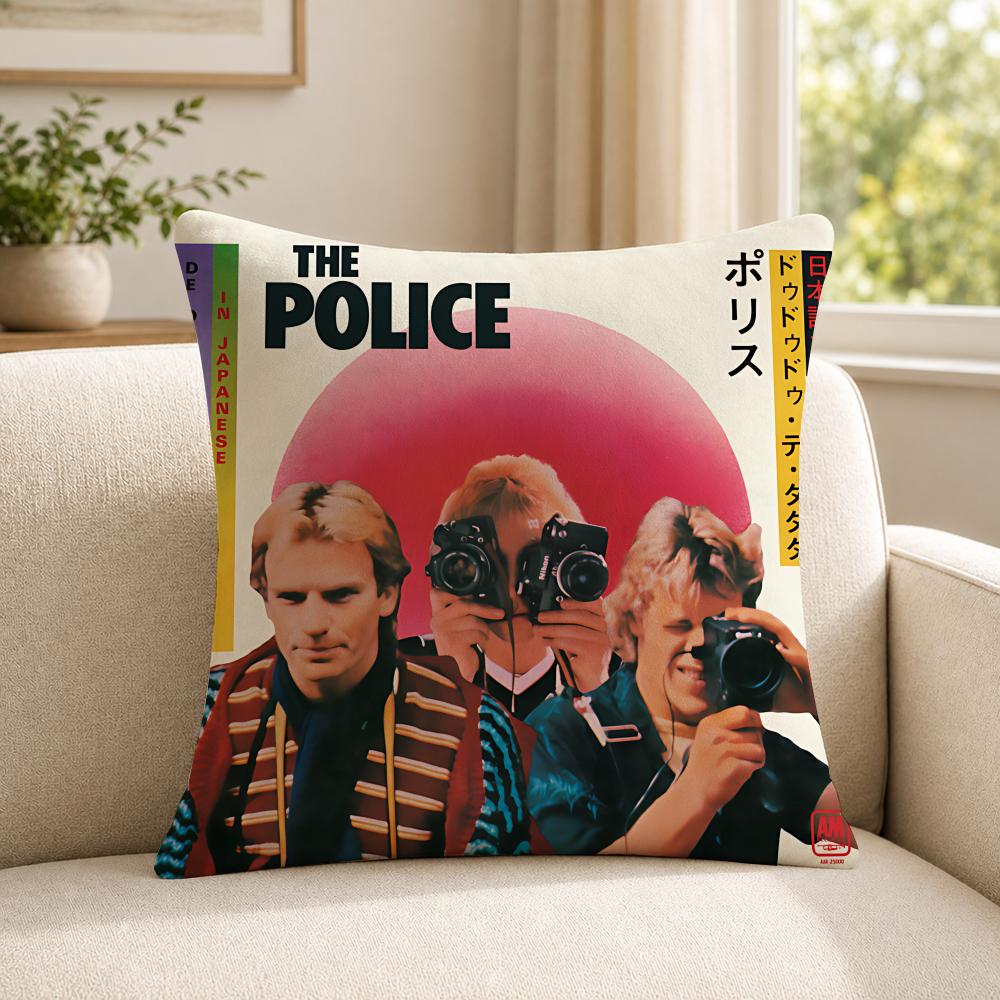 Band TThe PPolice Cushion Cover Soft Short Plush SkinFriendly Cushion Case for MultiScene Use
