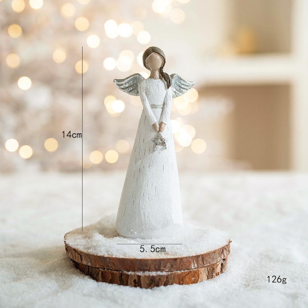 Resin Angel Girl Desktop Decoration Angel Design Waterproof Christmas Scene Arrangement White Gold Pink Angel Girl Decor