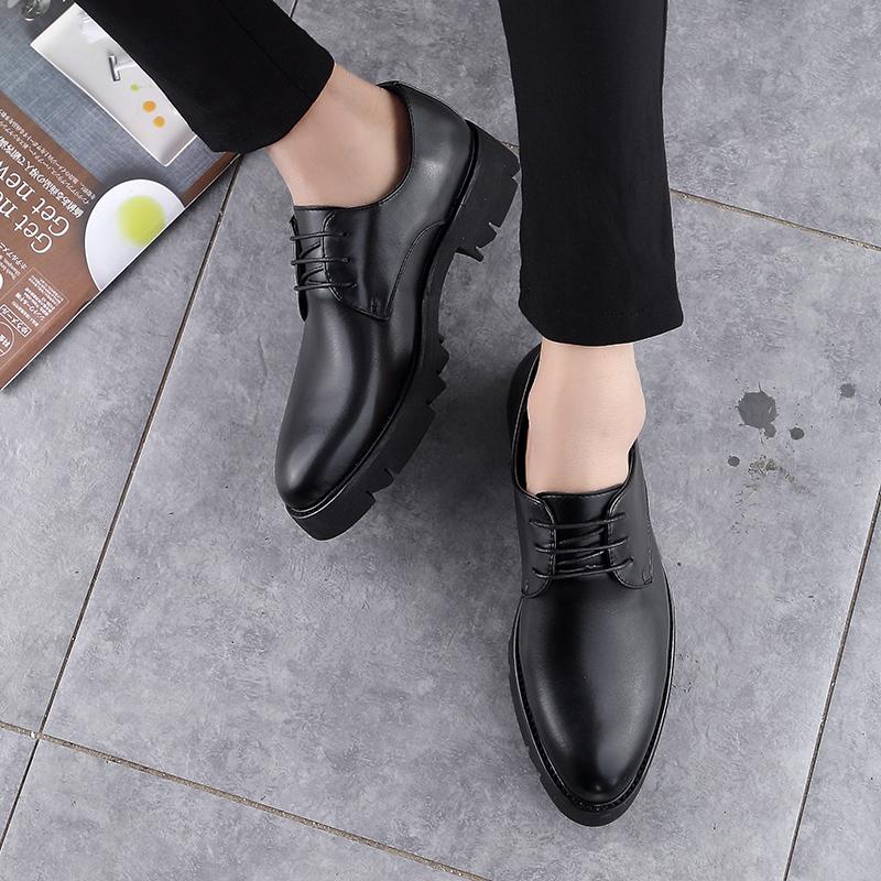 2026 New Stylish Men's Leather Dress Shoes, Comfortable Lace - Up Formal with Thick Sole Shoes for Daily & Business & Wedding