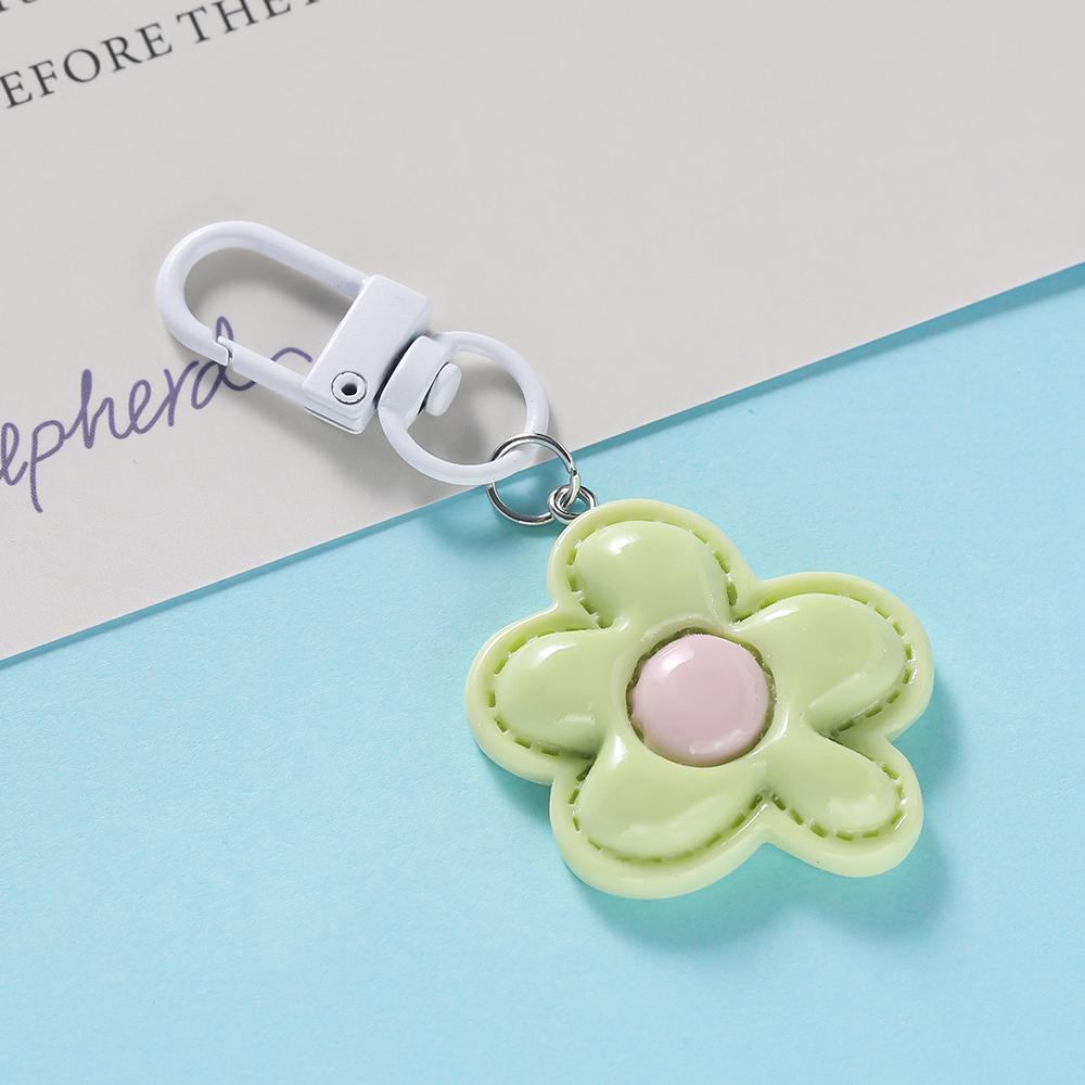 1pc Flower Keychain Cute Mini Resin Floral Keyring Colorful Pendant for Keychain Bag Decoration Accessories