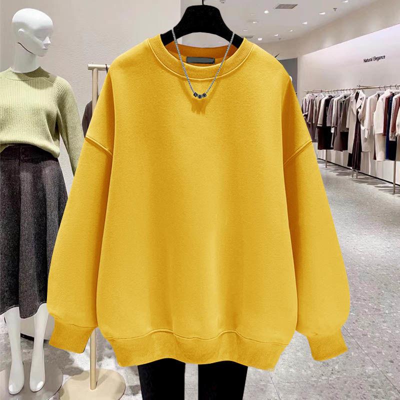 Sweatshirt Men's Autumn and Spring Warm Solid Color Round Neck Hoodless Pullover Long-sleeved T-shirt Ins Casual Outerwear