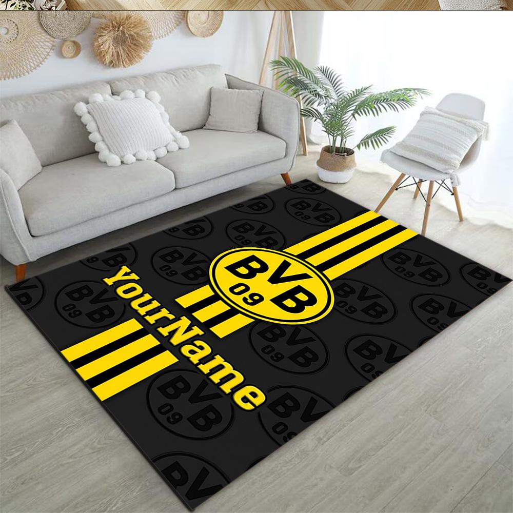 Borussia Dortmund Benutzerdefinierter Namens Teppich Design für Arbeitszimmer Spielzimmer Schlafsaal Spielzimmer Rutschfester Teppich Büro Heimdekoration